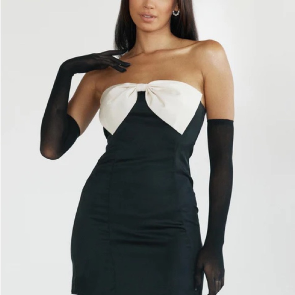 Princess Polly Black Asymmetrical Strapless Mini Dress